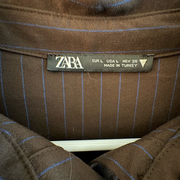 Zara Dark Brown Button Down Cropped Shirt - Picture 3 of 3